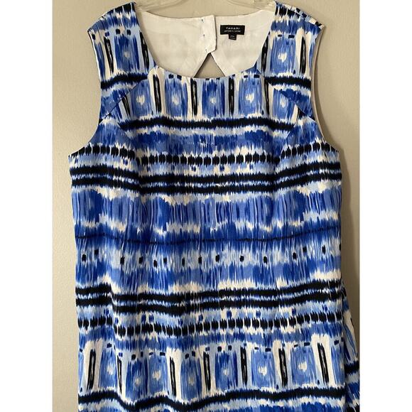 TAHARI Women’s Blue Ikat Print Linen Sheath Dress Plus Size 24W Resort Coastal - Picture 3 of 9